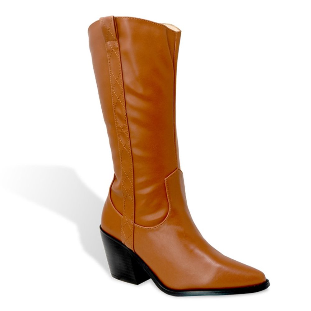 Women’s Calf Pointed Toe Western Cowboy Boots - Picture 2 of 4